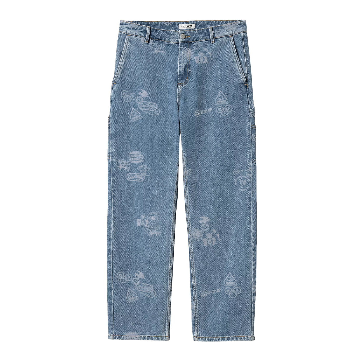 W' Stamp Pant Stamp Print, Blue (bleached)