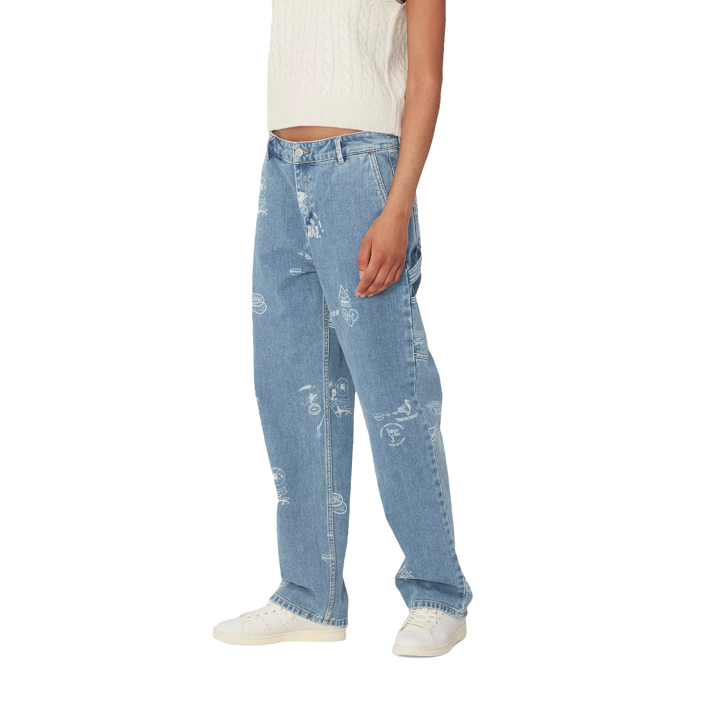 W' Stamp Pant Stamp Print, Blue (bleached)