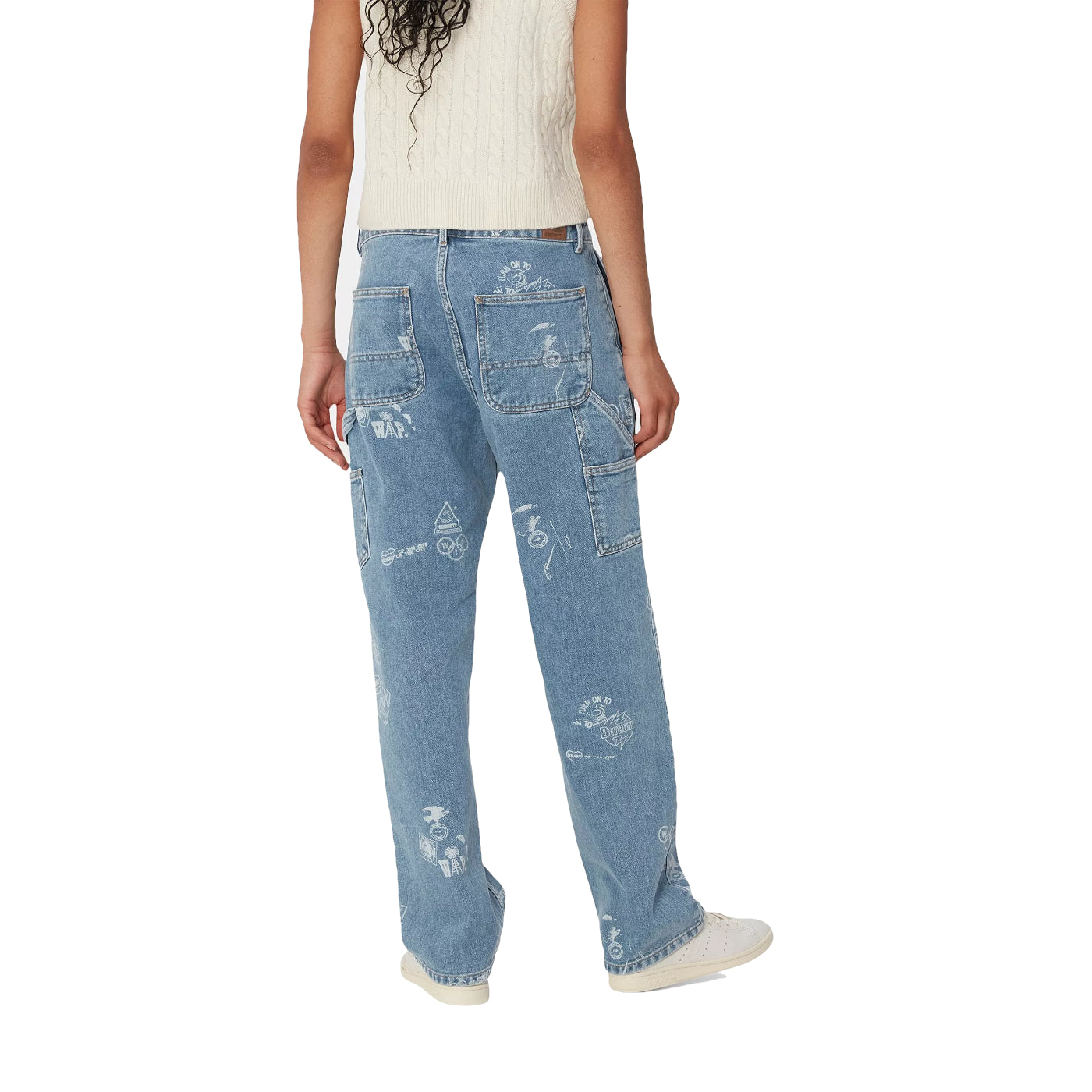 W' Stamp Pant Stamp Print, Blue (bleached)