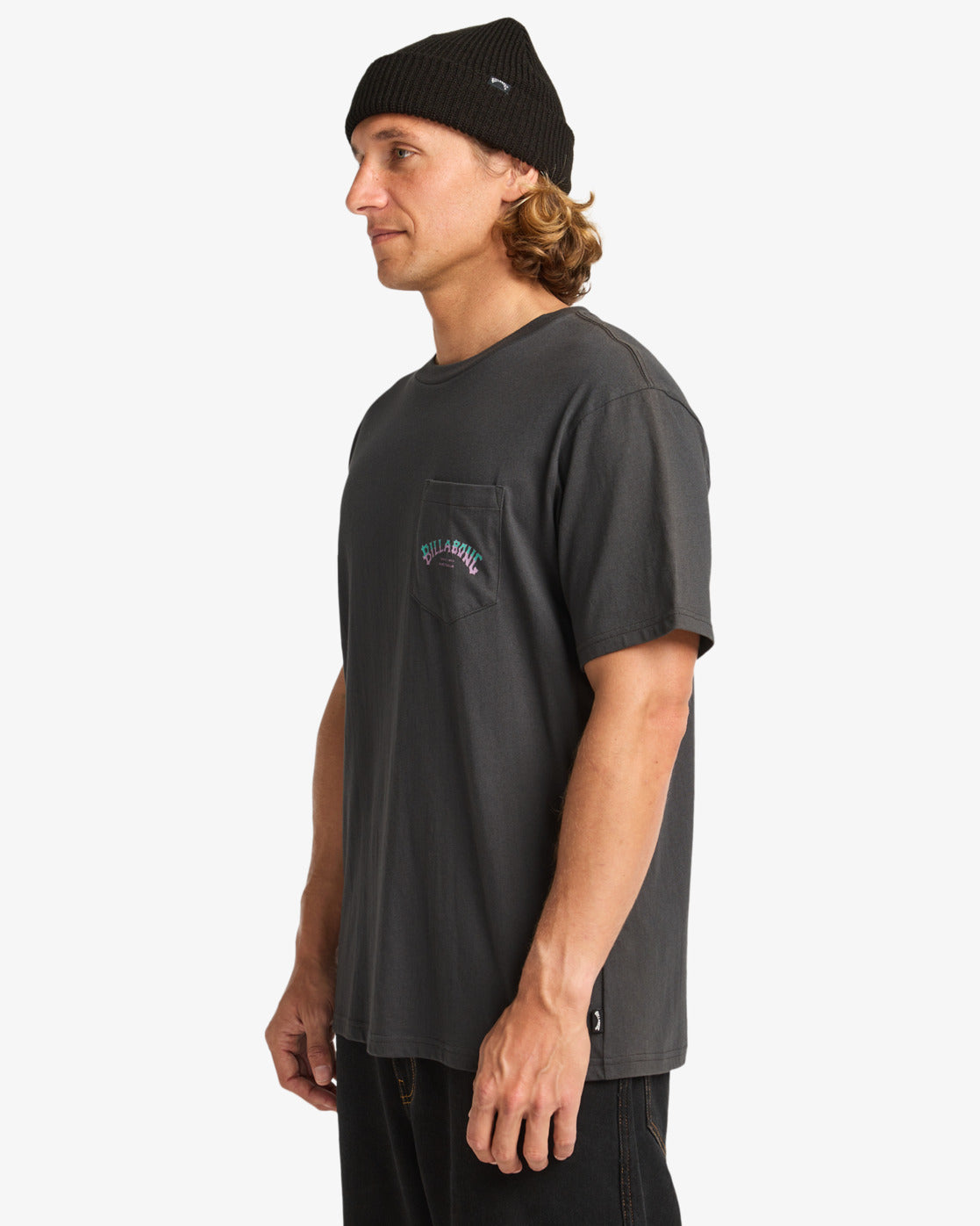 S/S Stacked Arch Washed Black