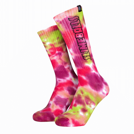 SB Strip Logo Pink/Green Tie Dye Socks