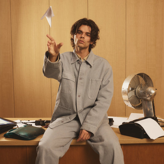 LOOSE-FIT OVERSHIRT-JACKET BLEU GRIS