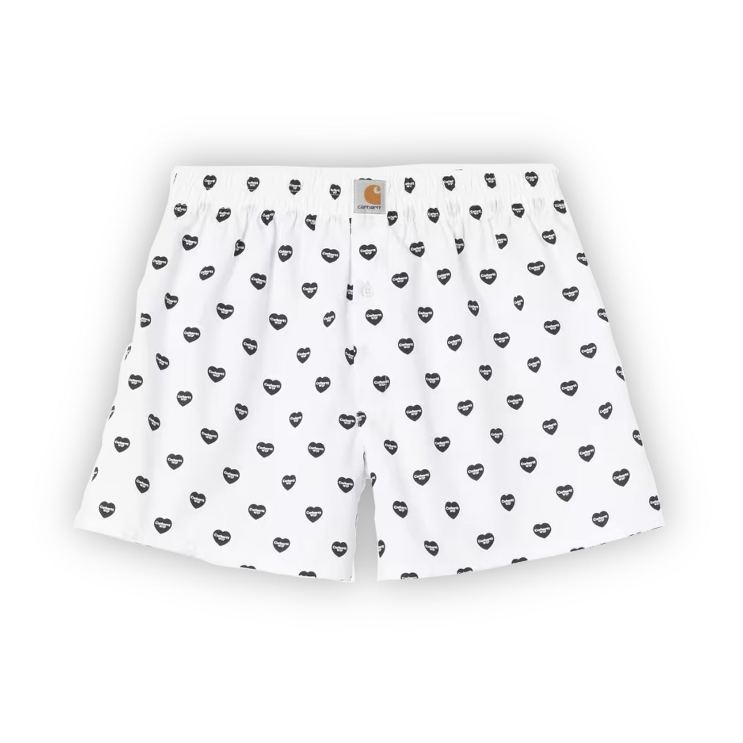 Cotton Boxer Heart Print, White / Black