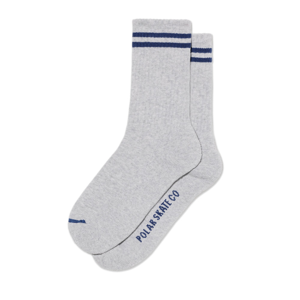 Rib Socks 2 Stripes Heather Grey/Blue