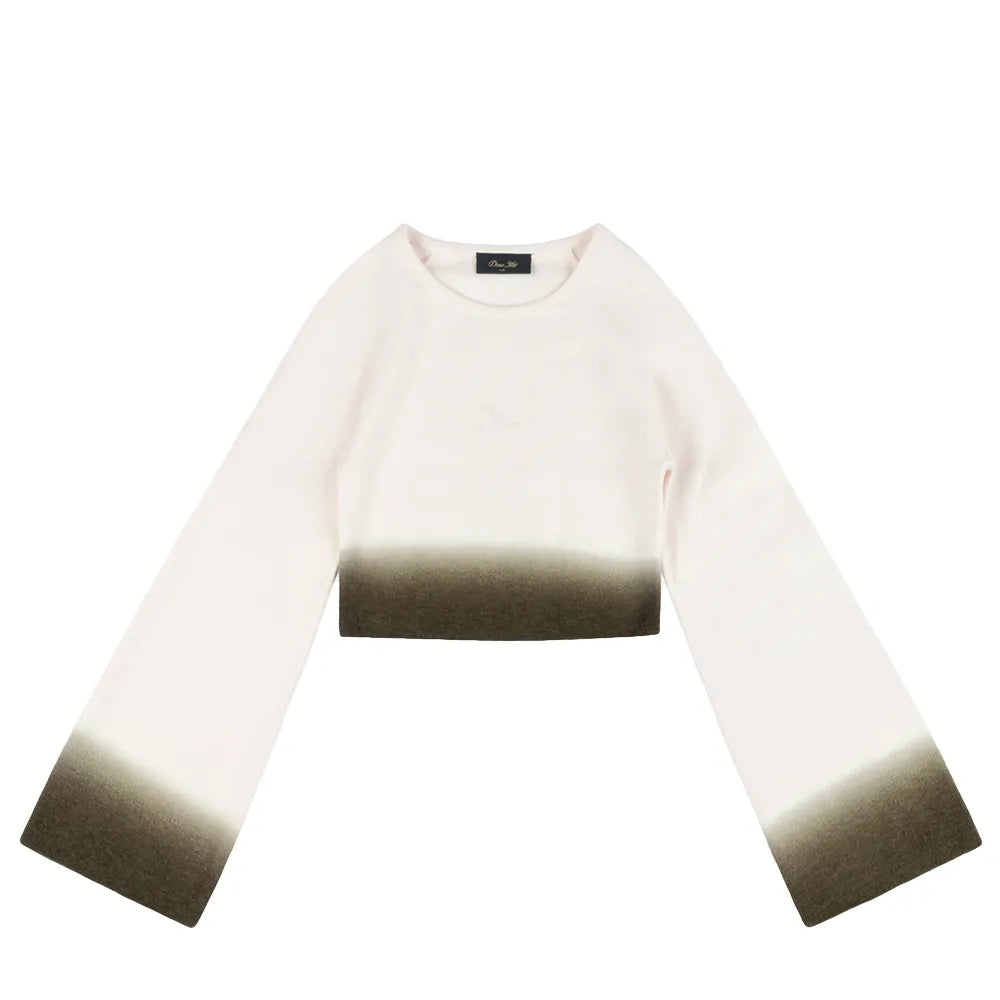 Cropped Mohair Knit Gradient Cream