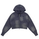 Cropped Zip Hoodie Navy Washed