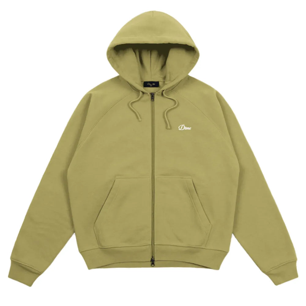 Cursive Small Logo Zip Hoodie Gold