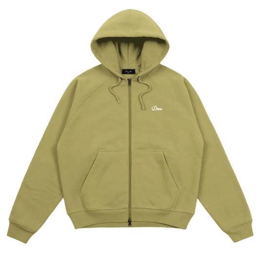 Cursive Small Logo Zip Hoodie Gold