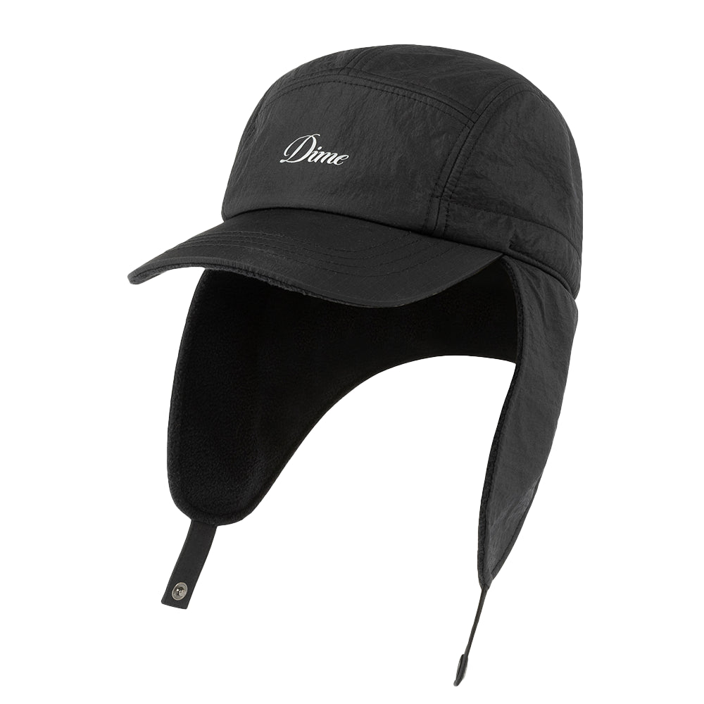 Cursive Earflap Cap Black