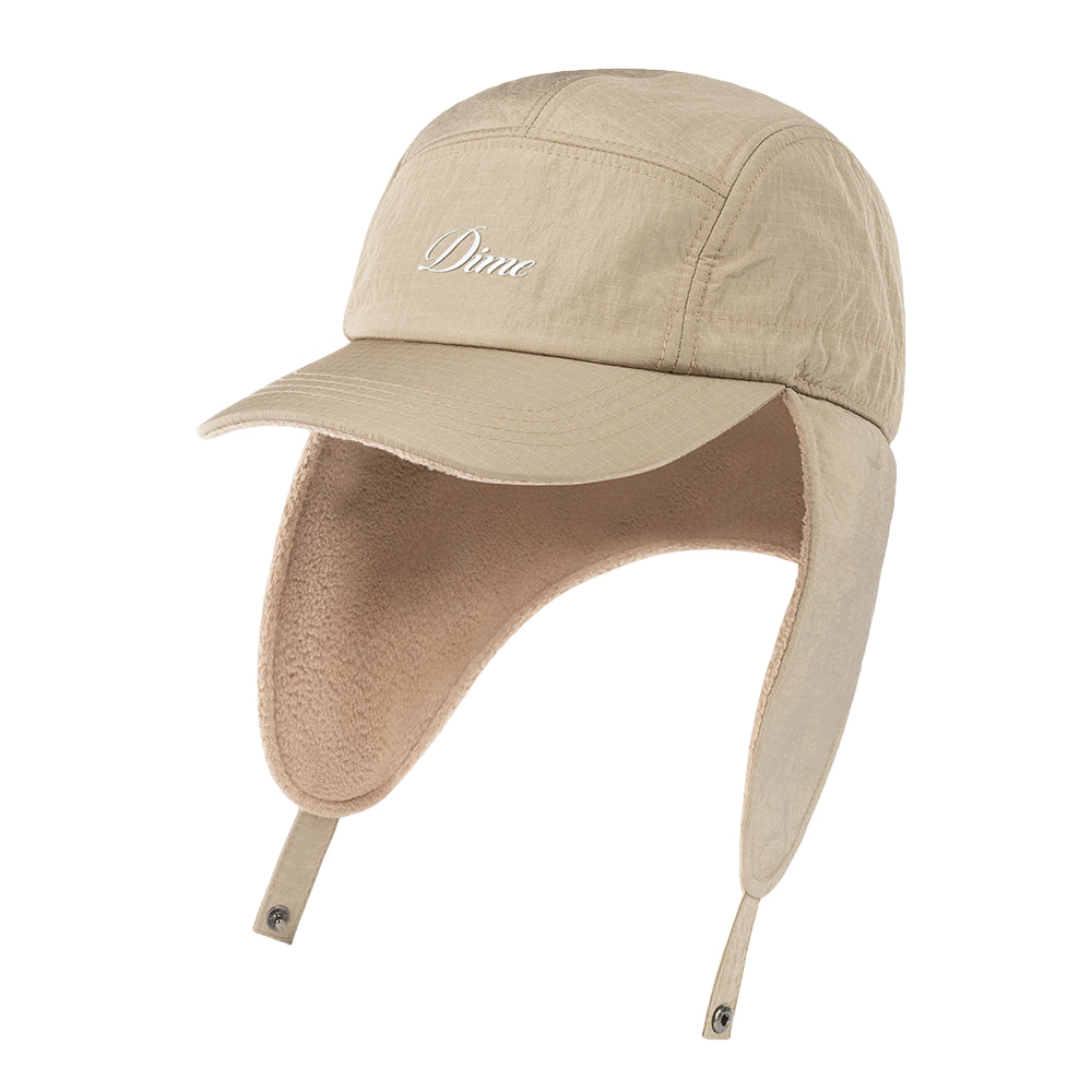 Cursive Earflap Cap Tan