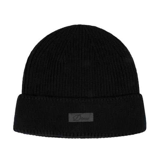 Cursive Rib Beanie Black