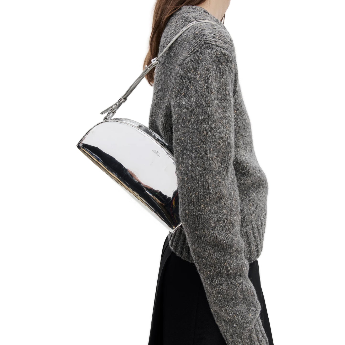 DEMI-LUNE SHOULDER BAG ARGENT