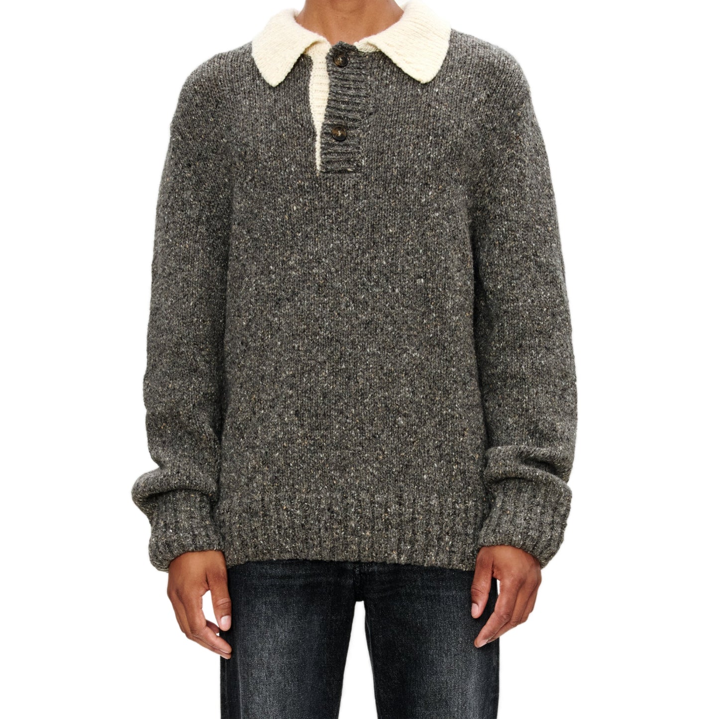 JUMPER WITH CONTRASTING POLO SHIRT COLLAR
