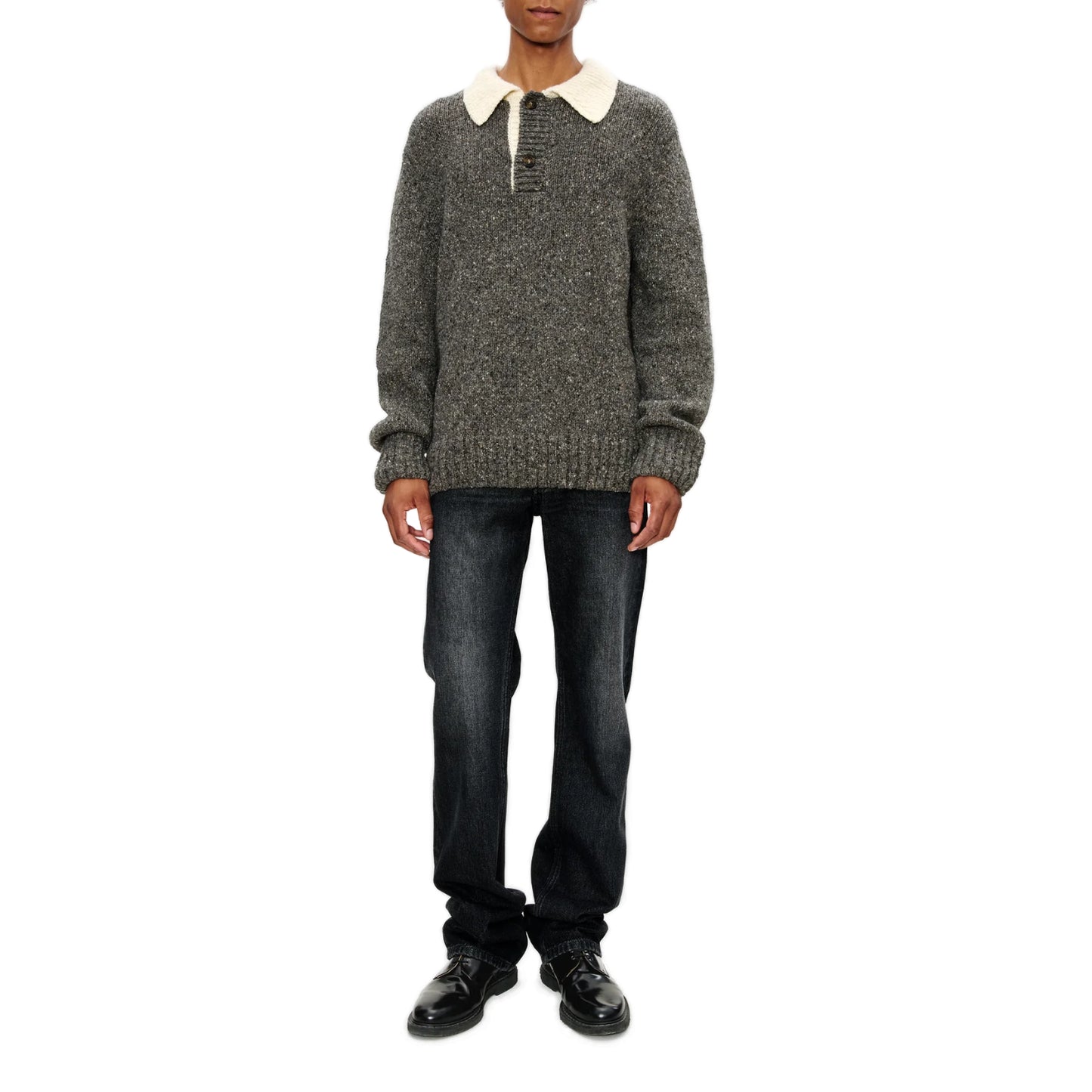 JUMPER WITH CONTRASTING POLO SHIRT COLLAR