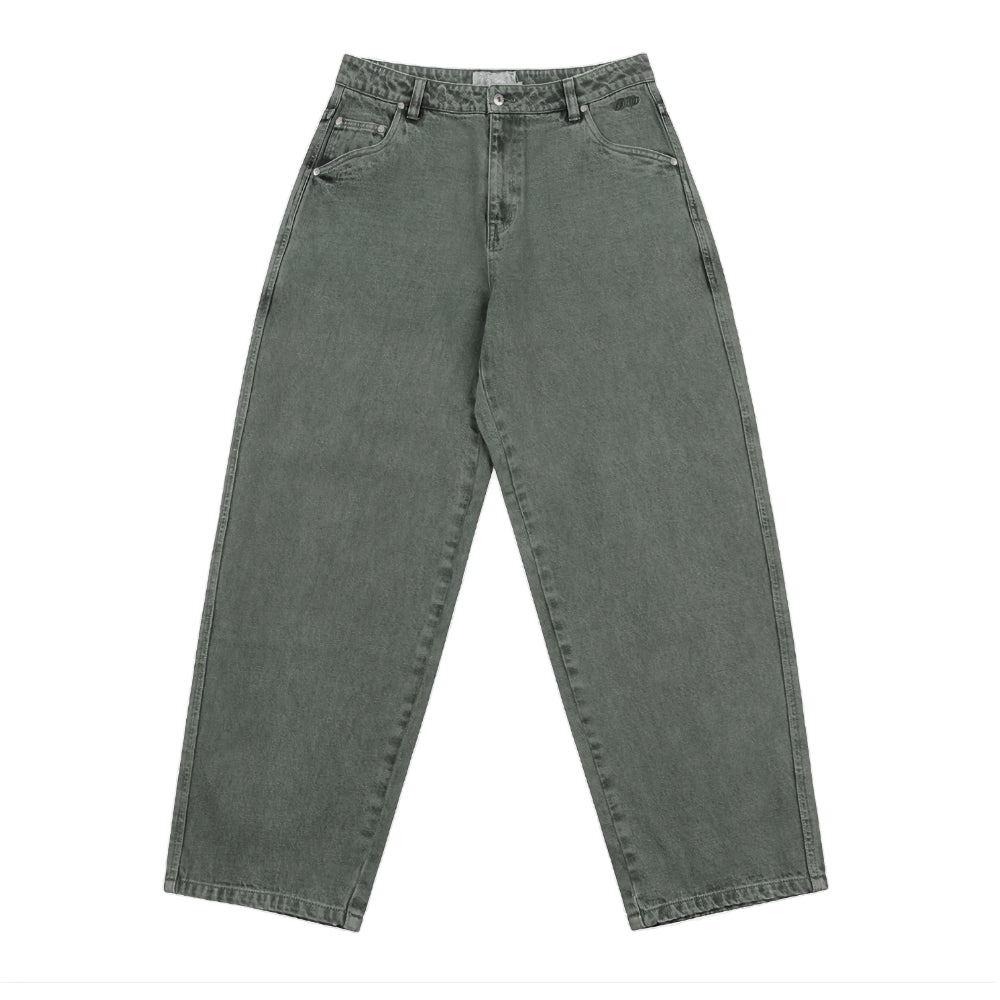 Baggy Denim Pants Overdyed Green