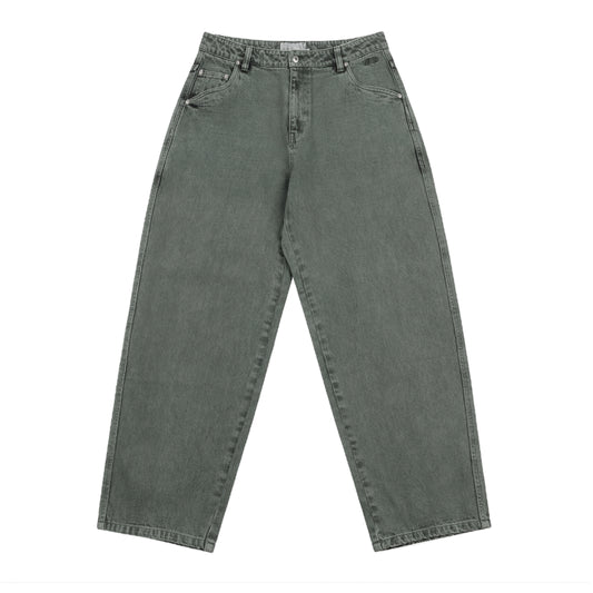 Baggy Denim Pants Overdyed Green