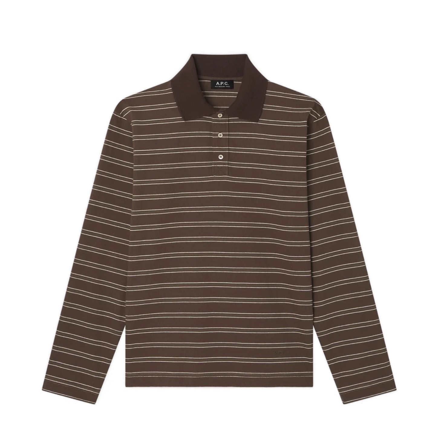 LONG-SLEEVE STRIPED POLO SHIRT MARRON