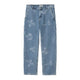 W' Stamp Pant Stamp Print, Blue (bleached)