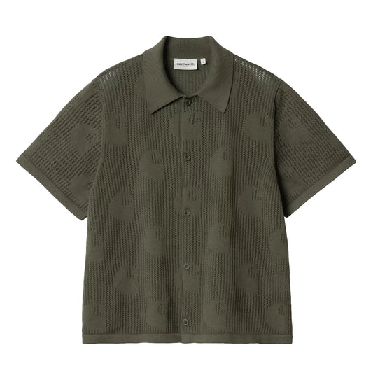 W’ S/S Temple Knit Shirt Dollar Green