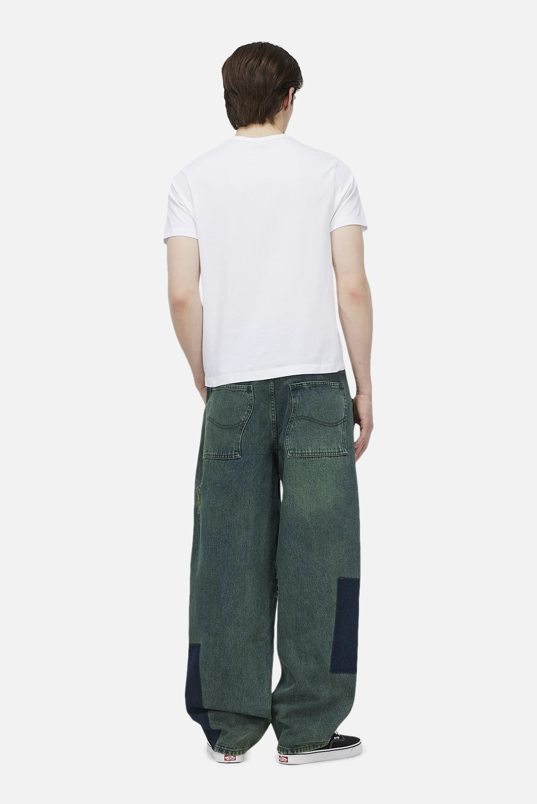 Baggy Denim Pants Distressed Green