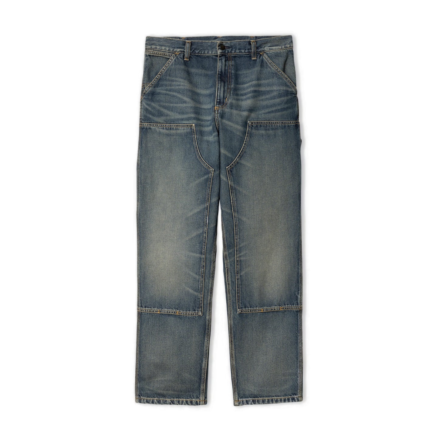 Double Knee Pant Blue Worn Used Wash