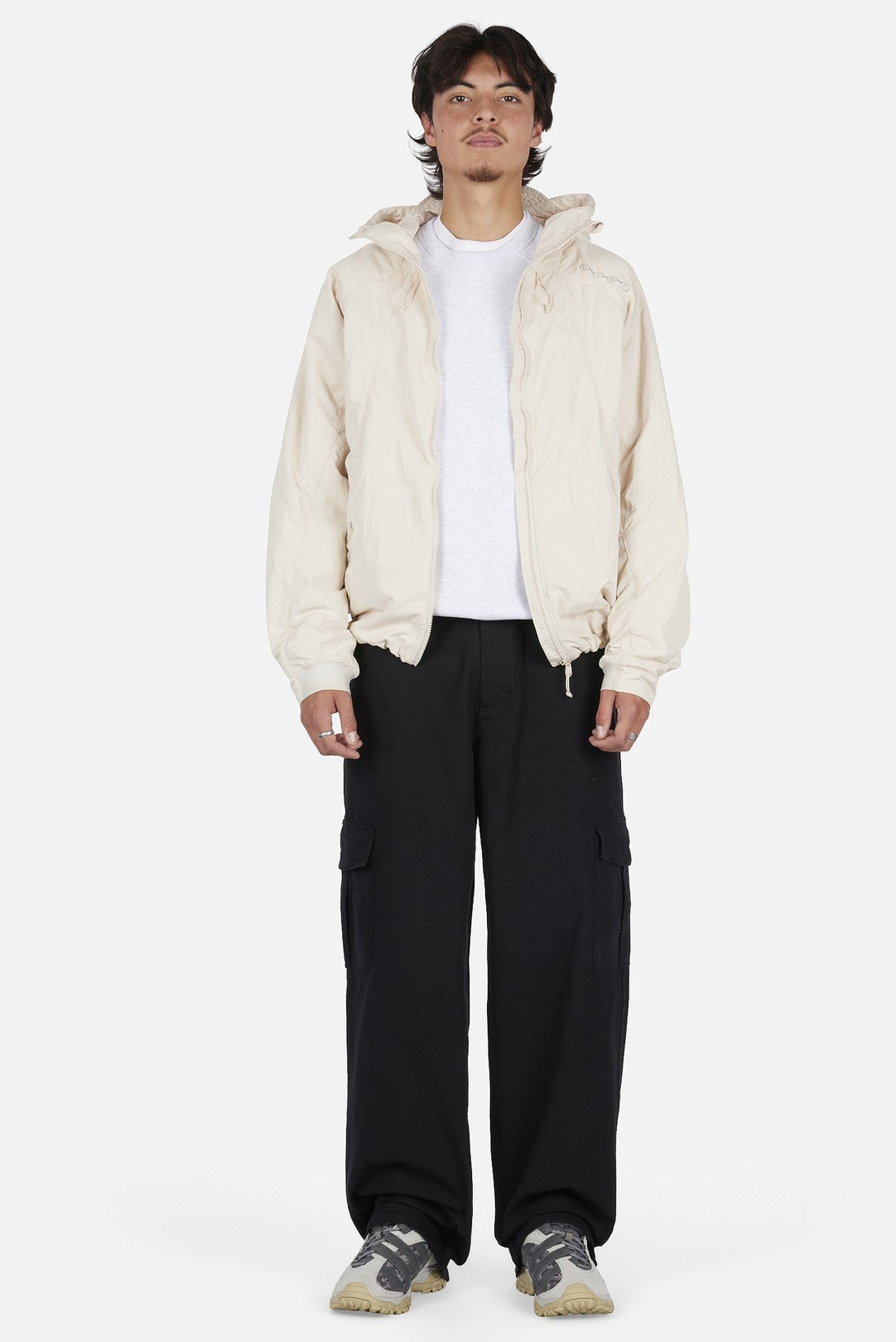 Crinkled Tech Windbreaker Off White