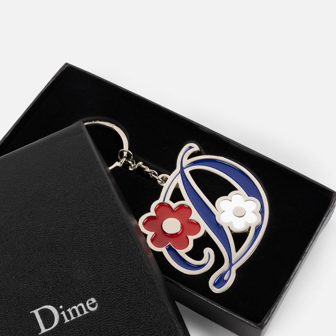 Oversized Floral Keychain Silver