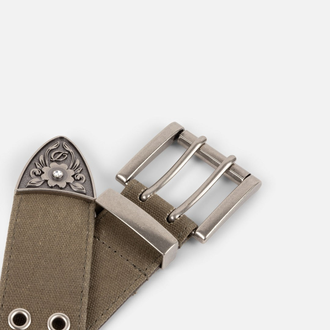 Waxed Canvas Belt Brown/Olive
