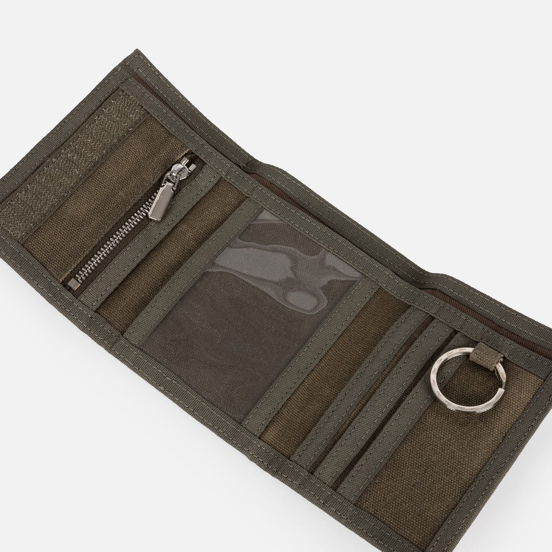 Waxed Velcro Wallet Olive