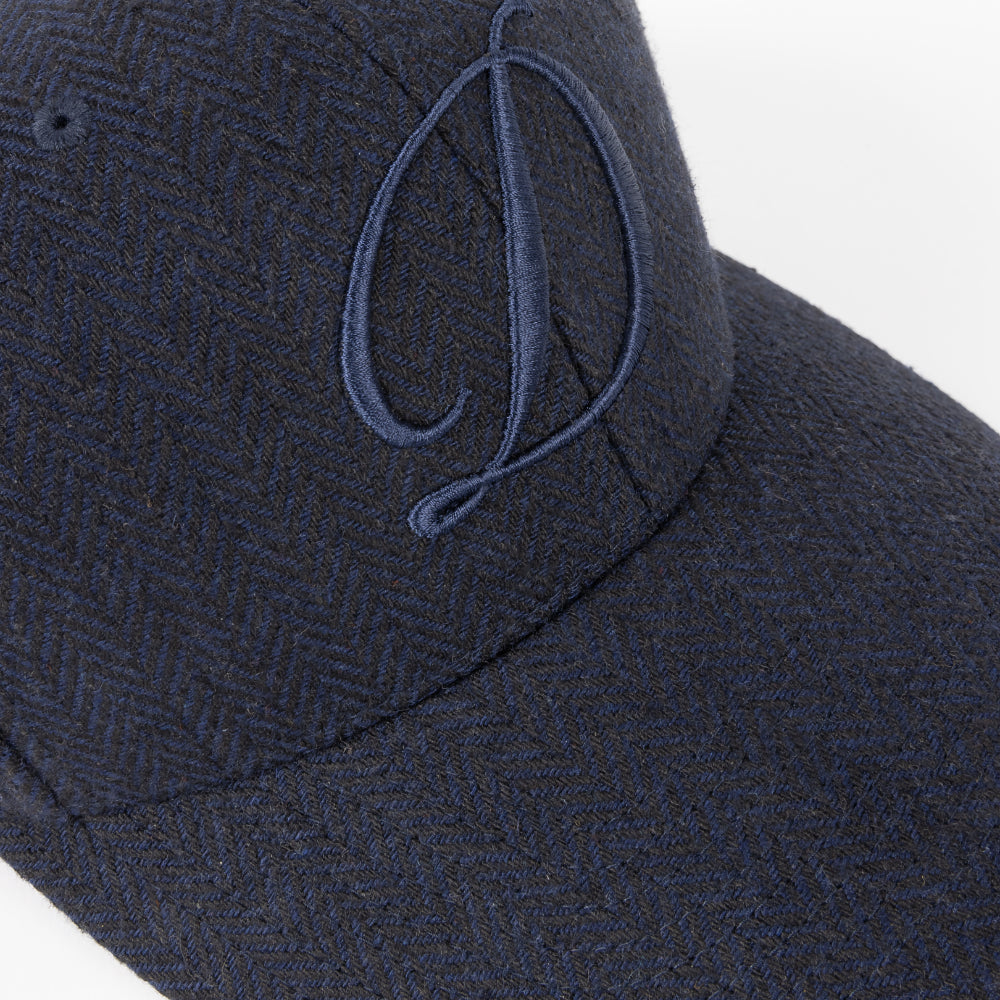 D Full Fit Cap Herringbone Navy