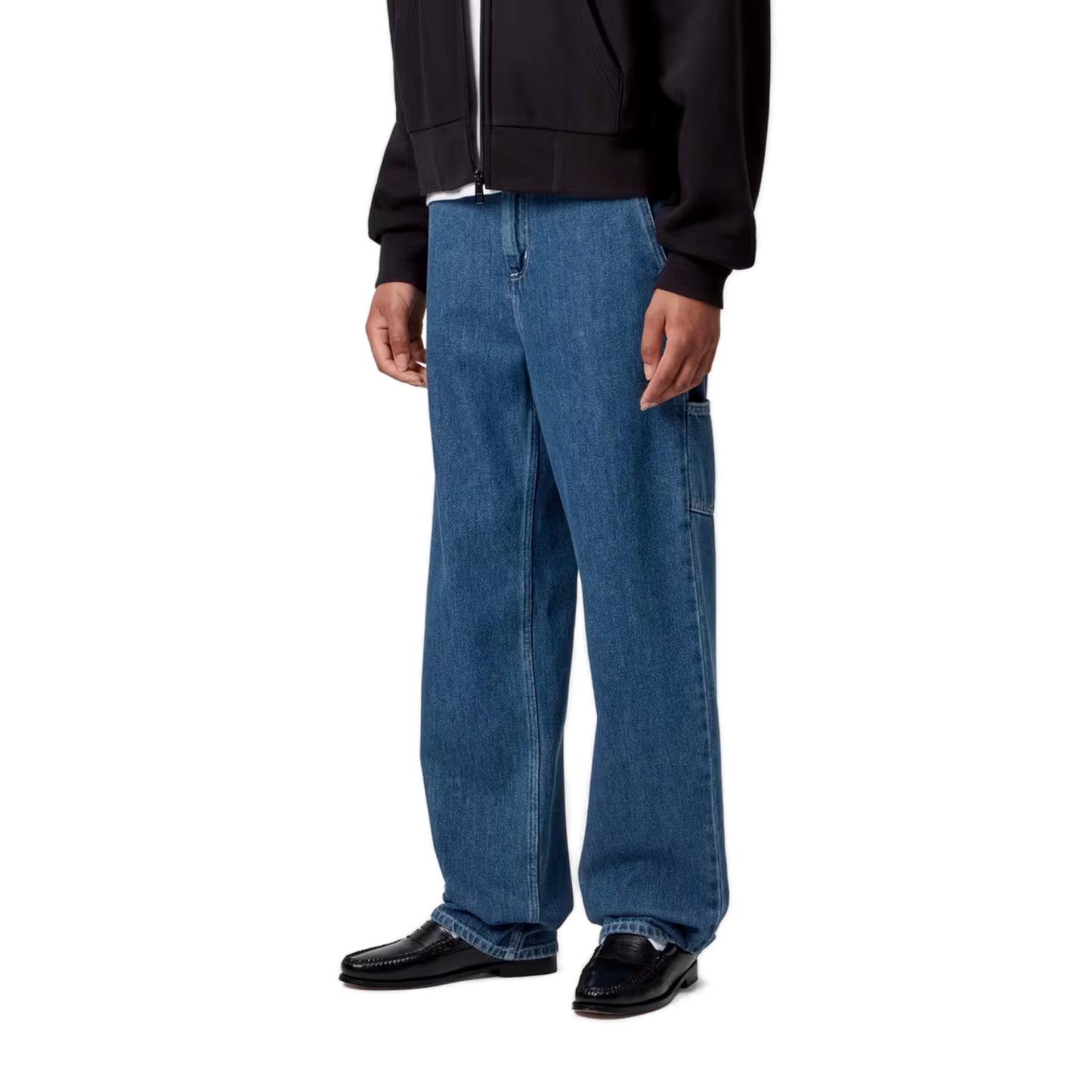 W’ Pierce Pant Straight Blue, Stone washed