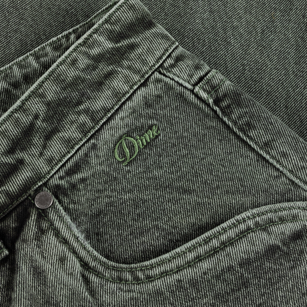 Baggy Denim Pants Overdyed Green