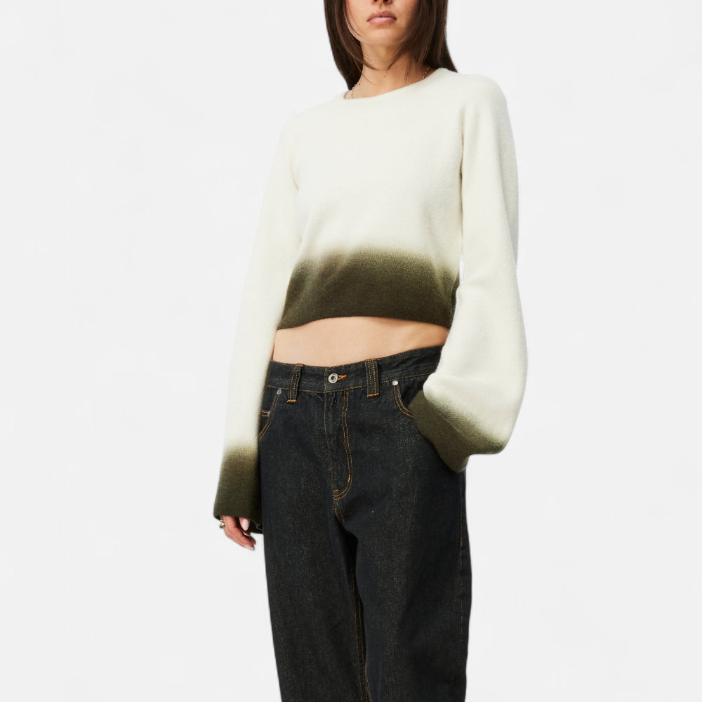 Cropped Mohair Knit Gradient Cream