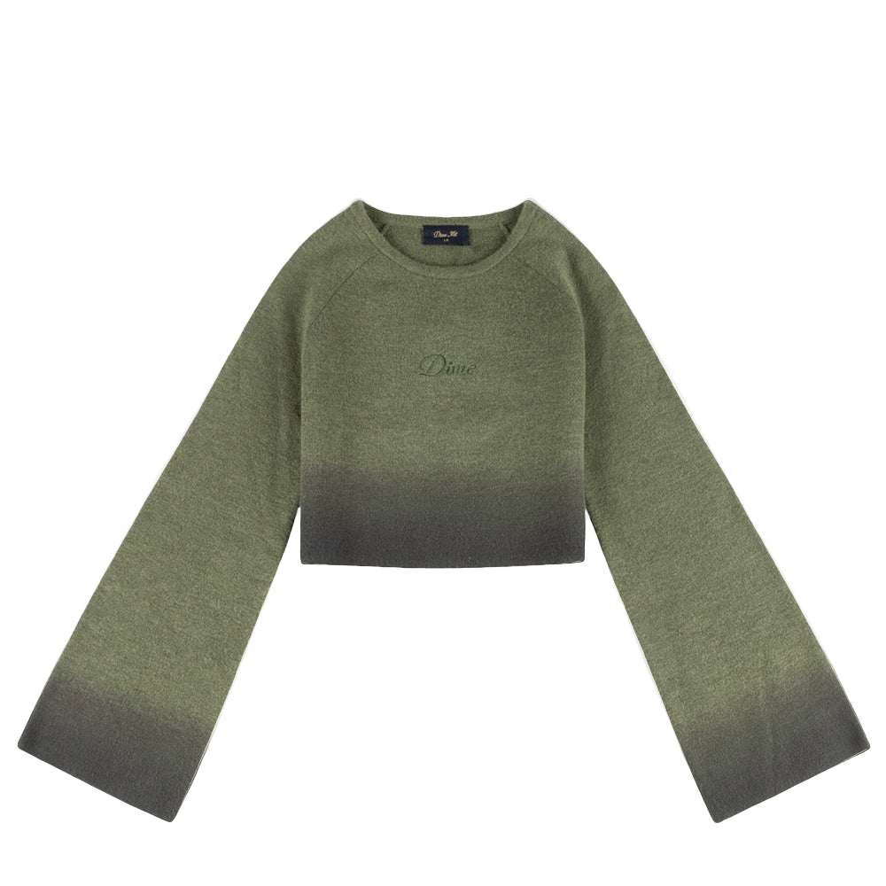 Cropped Mohair Knit Gradient Olive