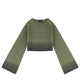 Cropped Mohair Knit Gradient Olive