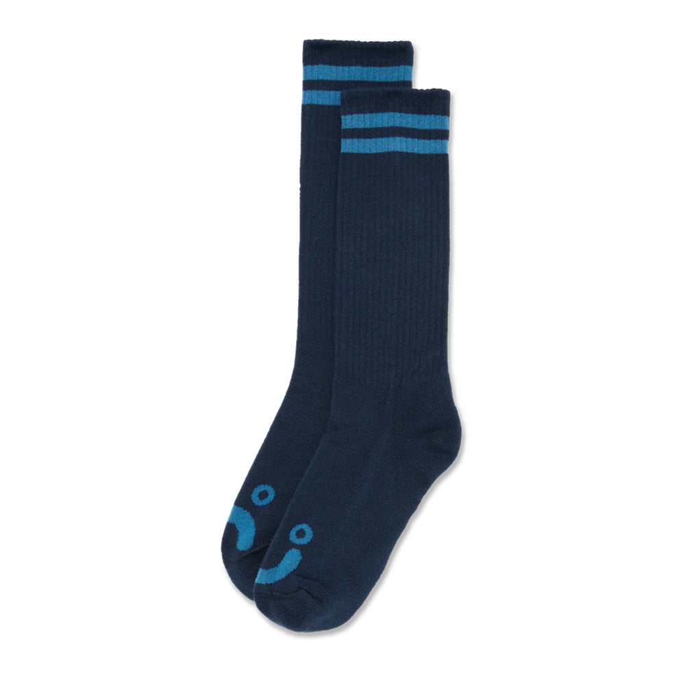 Long Rib Socks Happy Sad Dark Blue / Blue
