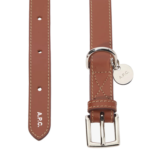 TOUTOU LEATHER COLLAR NOISETTE