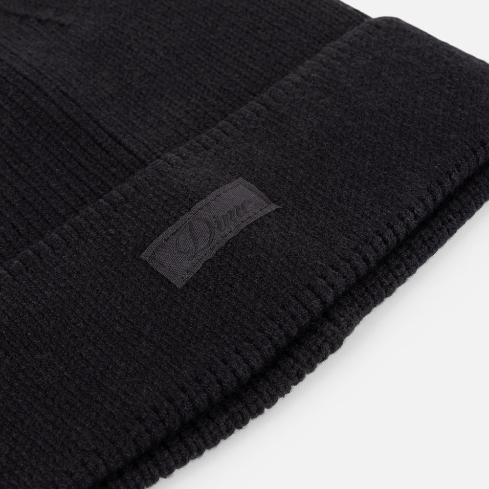 Cursive Rib Beanie Black
