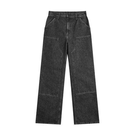 Double Knee Pant Black / Stone Washed