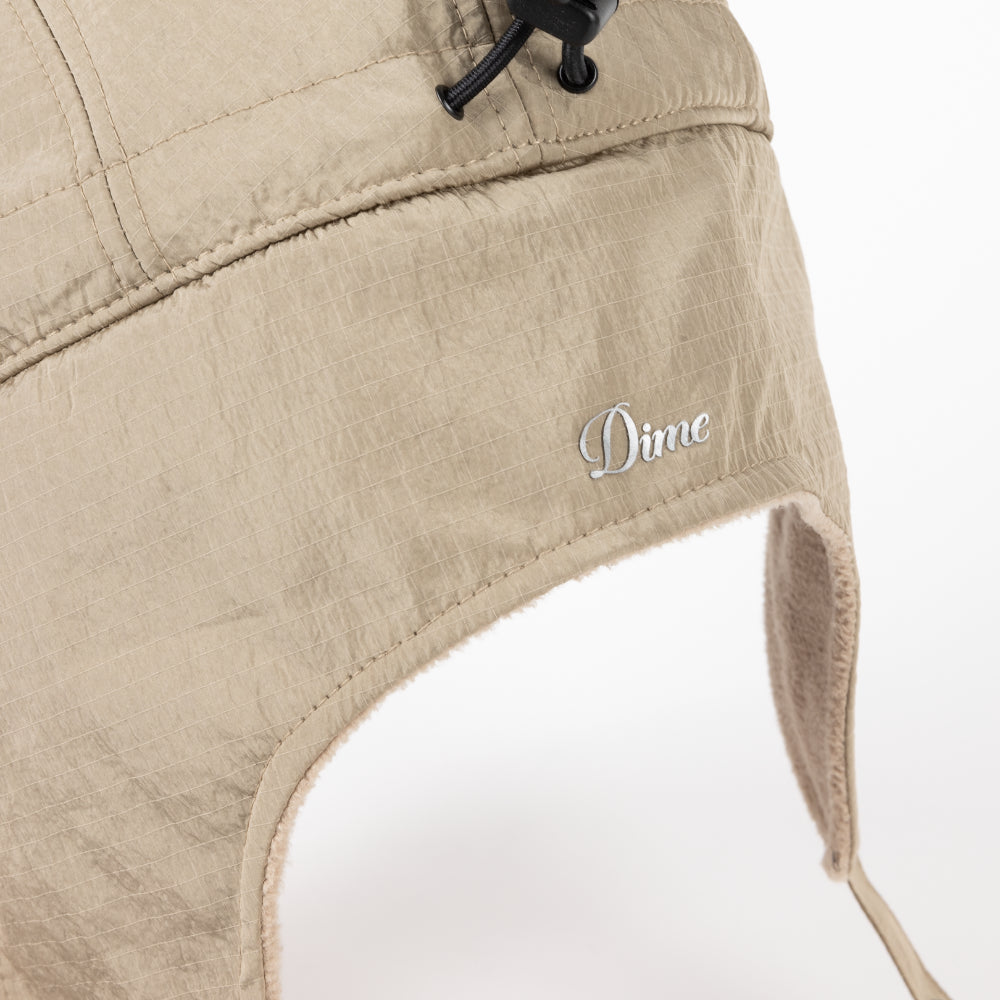 Cursive Earflap Cap Tan