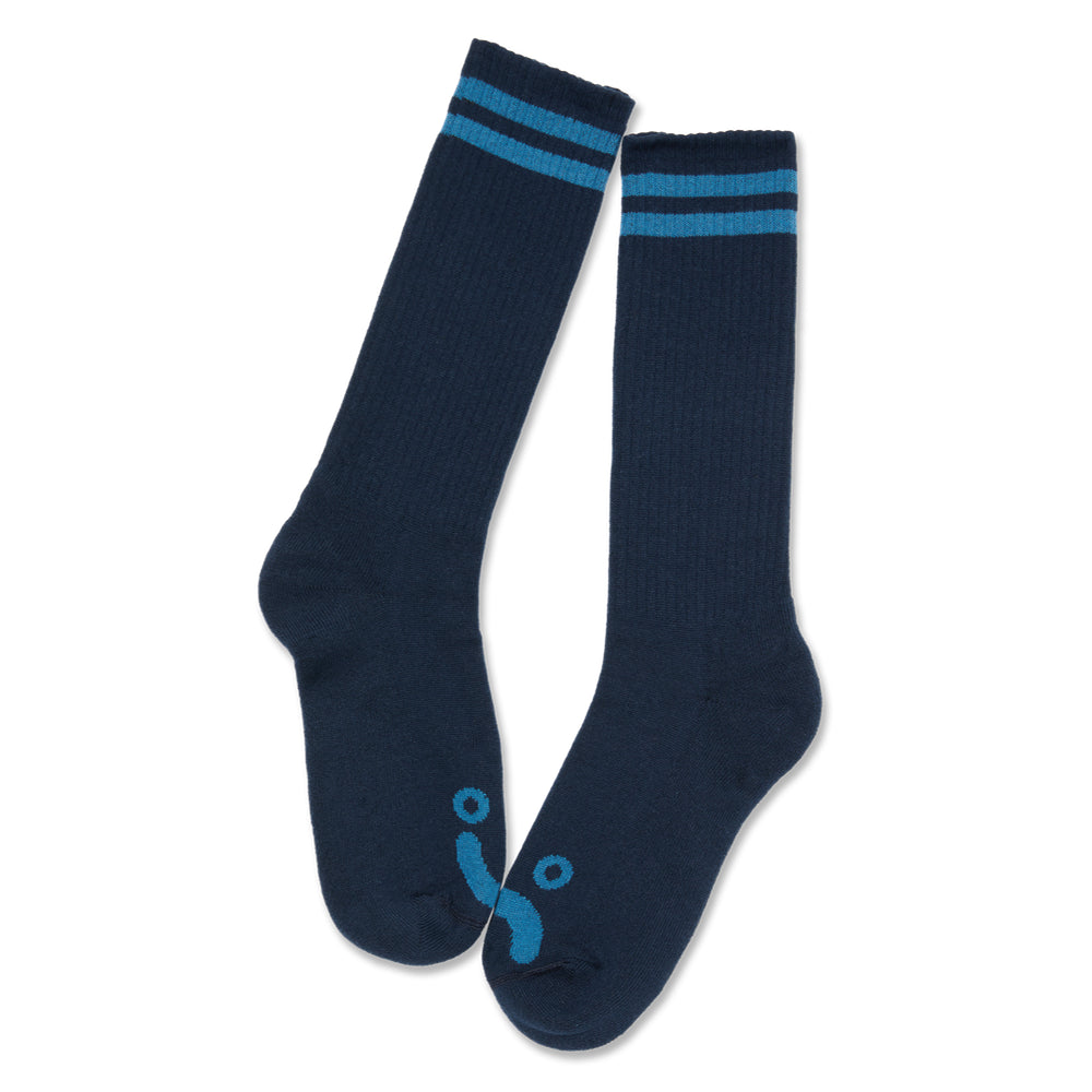 Long Rib Socks Happy Sad Dark Blue / Blue