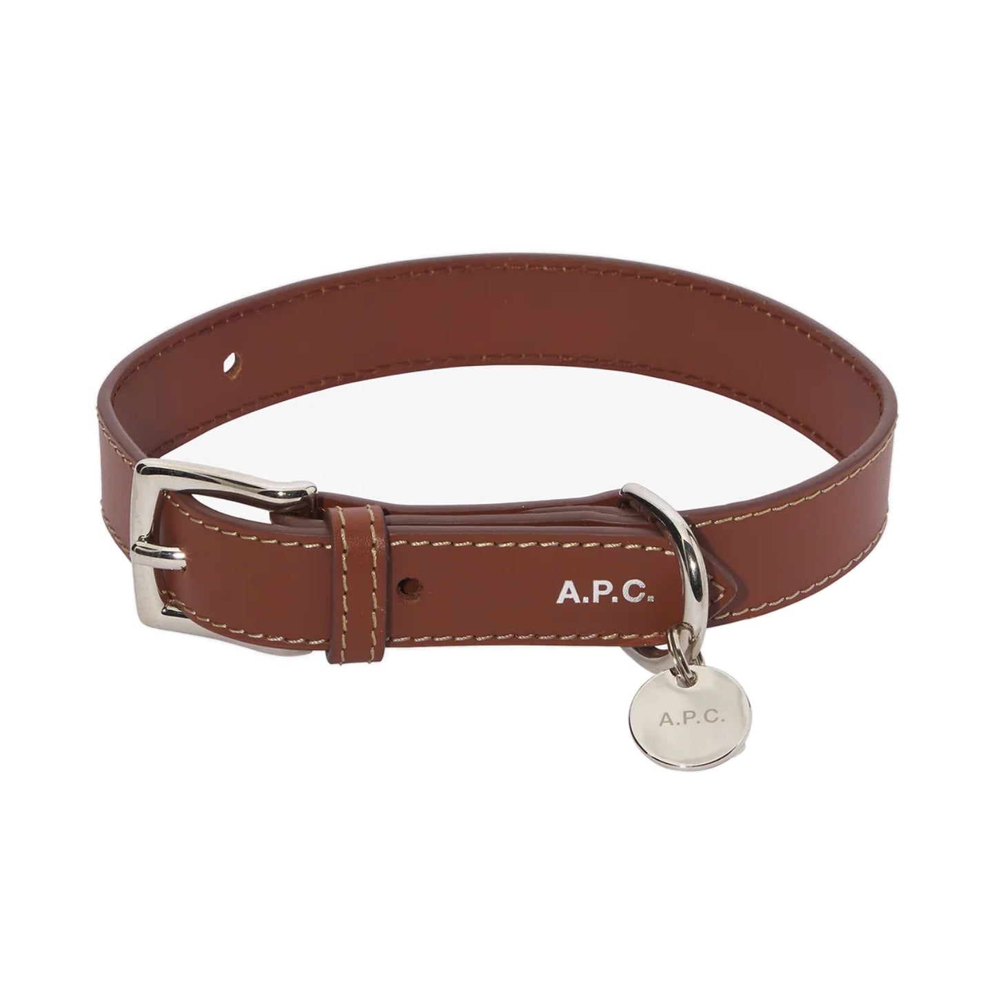TOUTOU LEATHER COLLAR NOISETTE