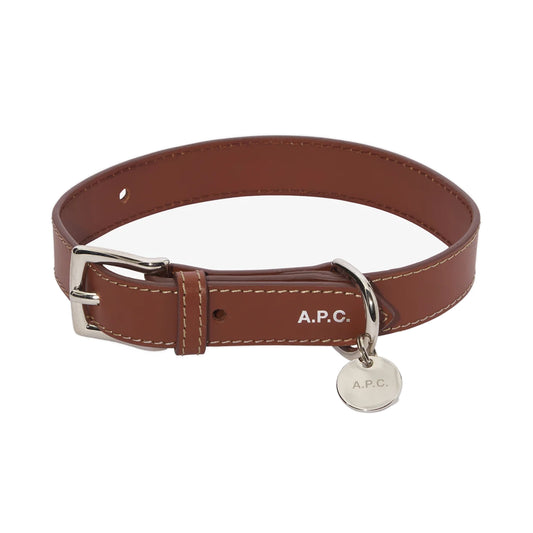 TOUTOU LEATHER COLLAR NOISETTE