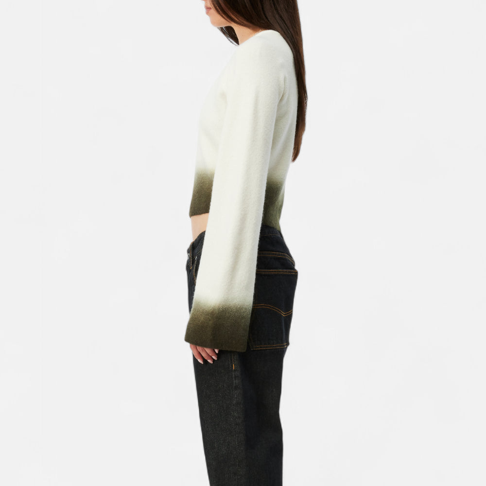 Cropped Mohair Knit Gradient Cream