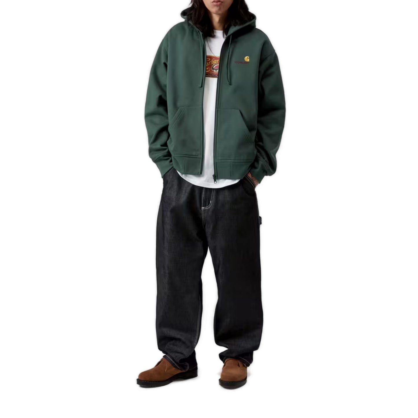 Hooded American Script Jacket Kale Green