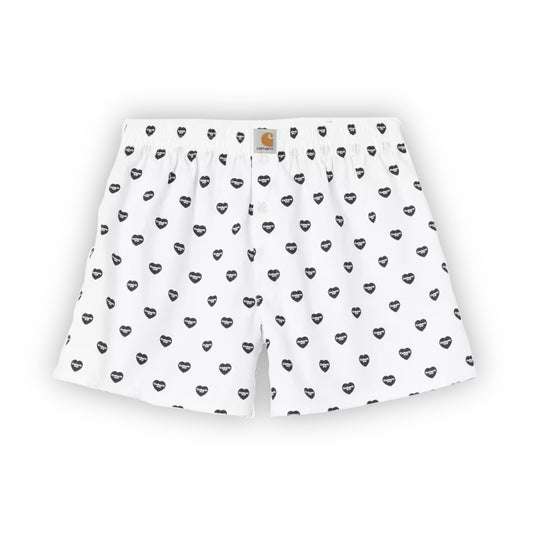 Cotton Boxer Heart Print, White / Black