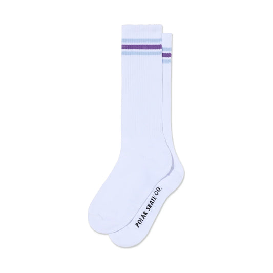 Long Rib Socks Stripes White/Blue/Purple