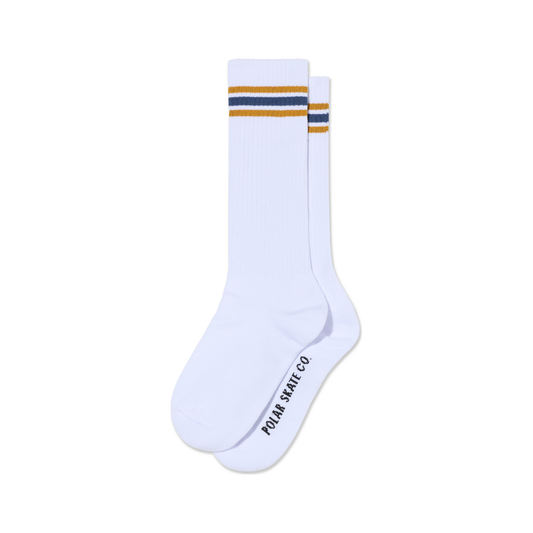 Long Rib Socks Stripes White/Caramel/Blue