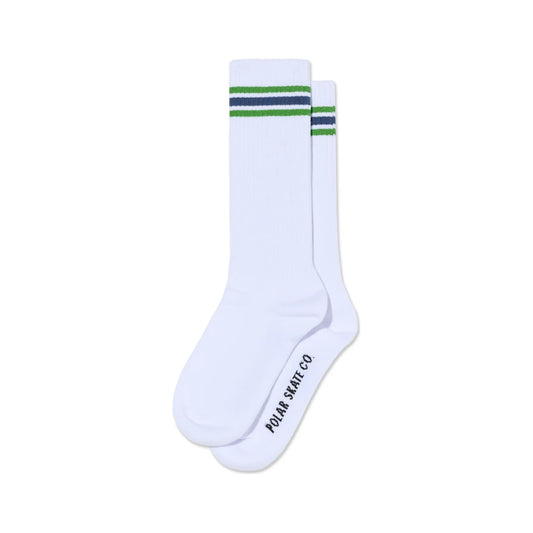 Long Rib Socks Stripes White/Green/Blue