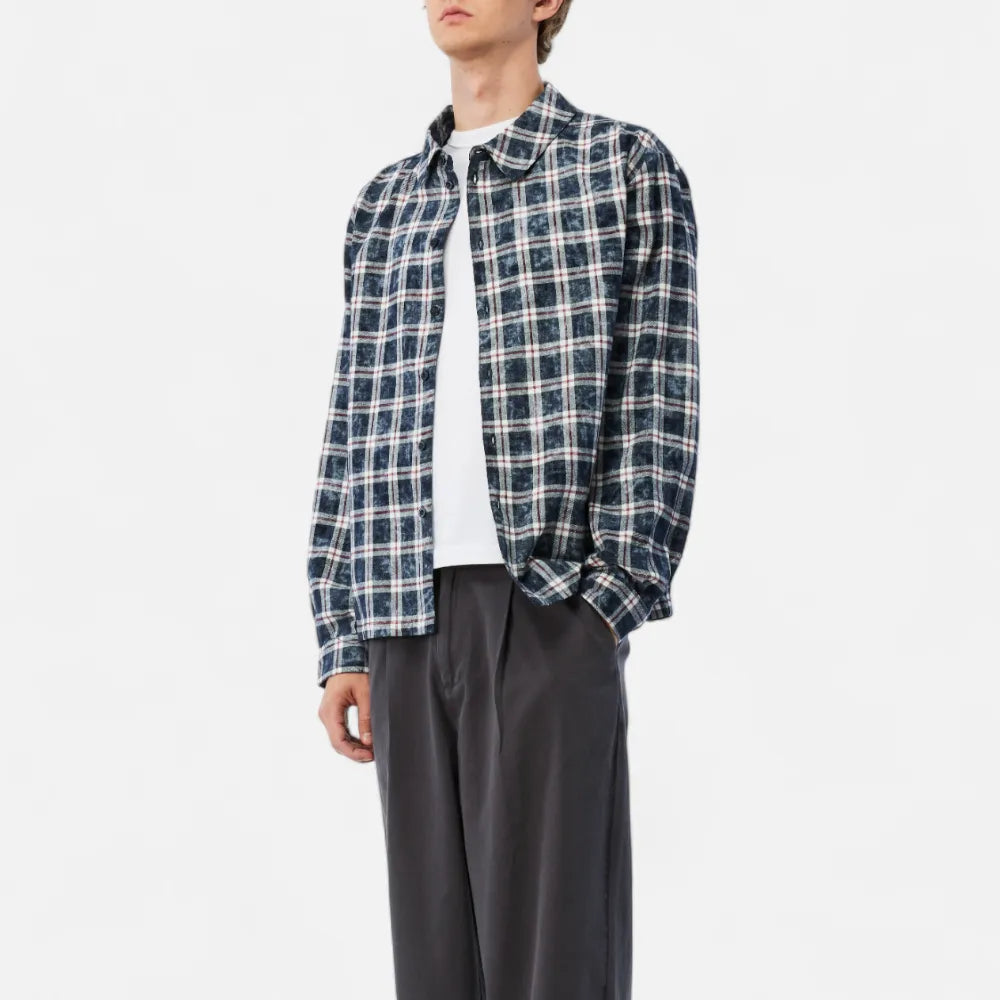Plaid Flannel Shirt Navy
